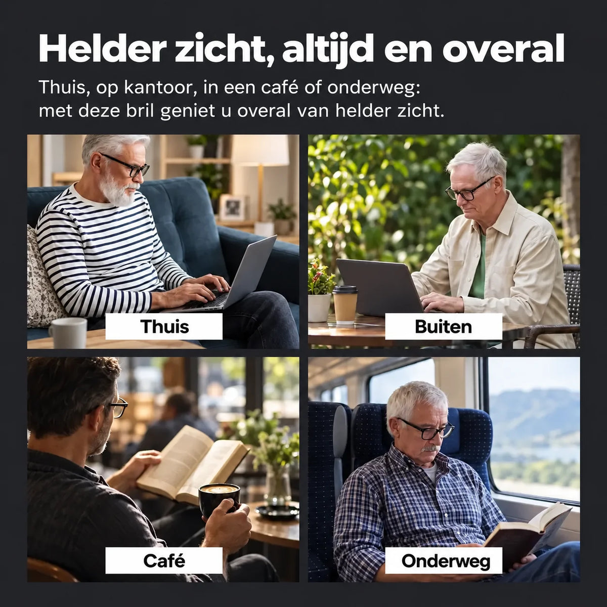 Verstelbare leesbril met afzonderlijke focus – uniseks